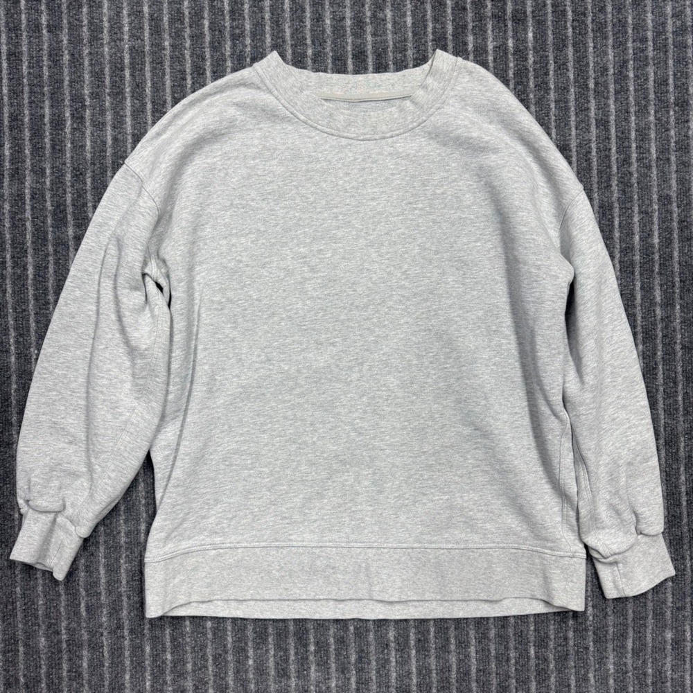 Lululemon Women Perfectly Oversized Crewneck Sweatshirt Grey Cotton Pullover